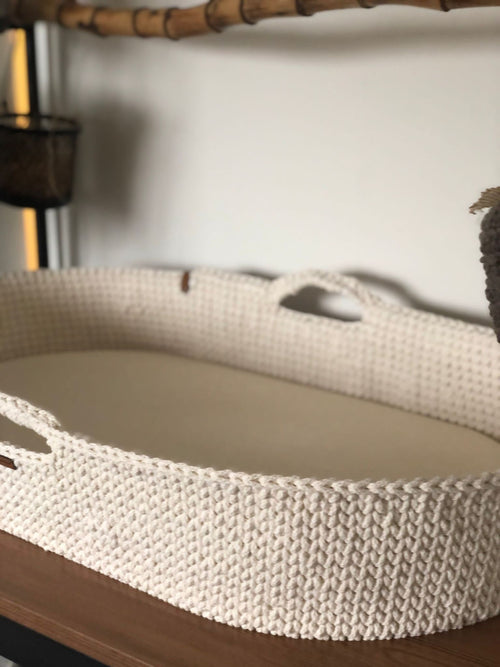 Baby Changing Basket; Wood Bottom and Cotton Frame; Change Pad; Baby Basket; Baby Shower Gift