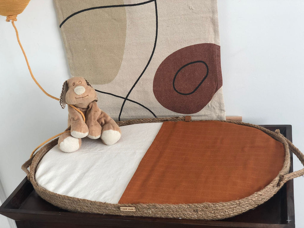 Baby Changing Basket with Pad, Change Table Basket, Handmade Jute Change Bassinet, Changing Pad, Optional Diaper Storage Boxes
