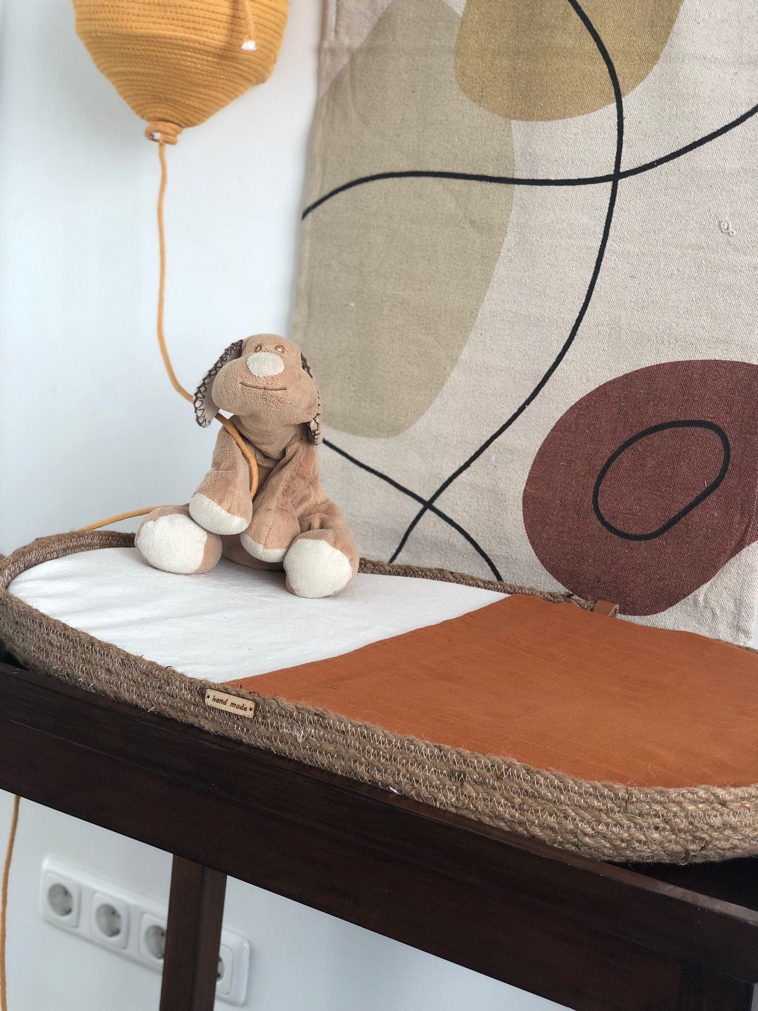 Baby Changing Basket with Pad, Change Table Basket, Handmade Jute Change Bassinet, Changing Pad, Optional Diaper Storage Boxes