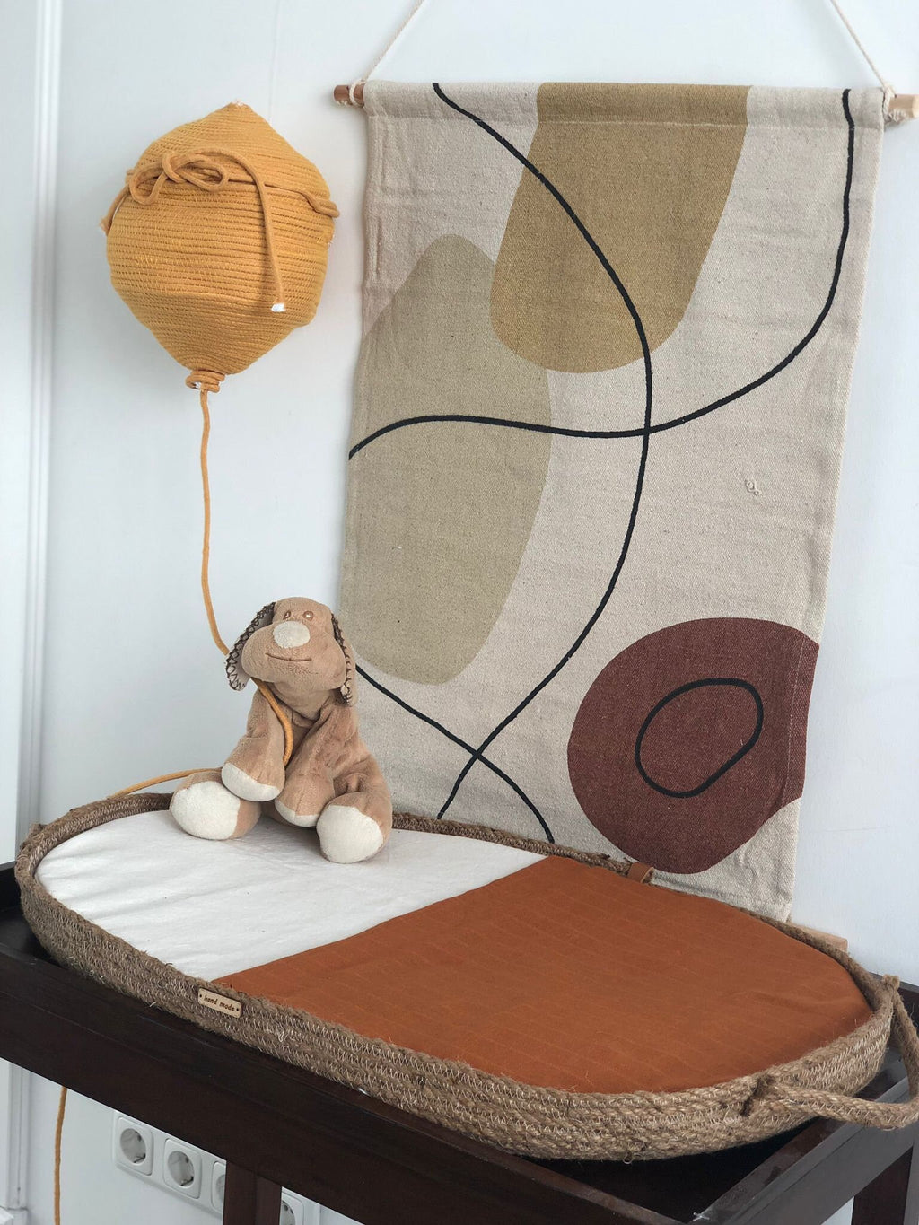 Baby Changing Basket with Pad, Change Table Basket, Handmade Jute Change Bassinet, Changing Pad, Optional Diaper Storage Boxes
