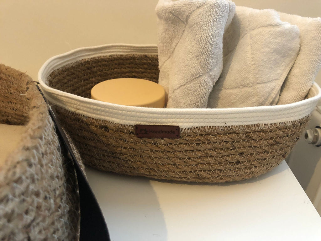 Baby Changing Basket with Pad; Changing Basket Handmade from Jute, Changing Pad, Baby Change Table, Optional Diaper Boxes