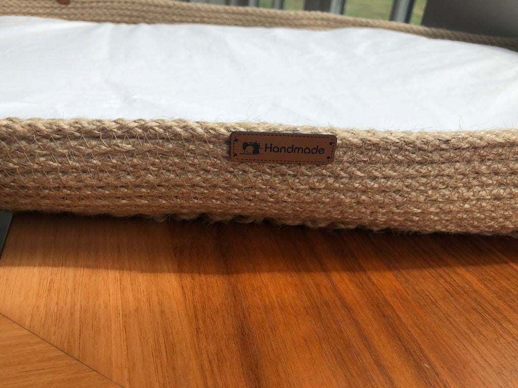 Big Pet basket with cushion (colour options) ; Dog Bed; Cat Dog Basket; Big Dog Bed; Environmental Friendly Handmade Jute Wood Cat & Dog Bed