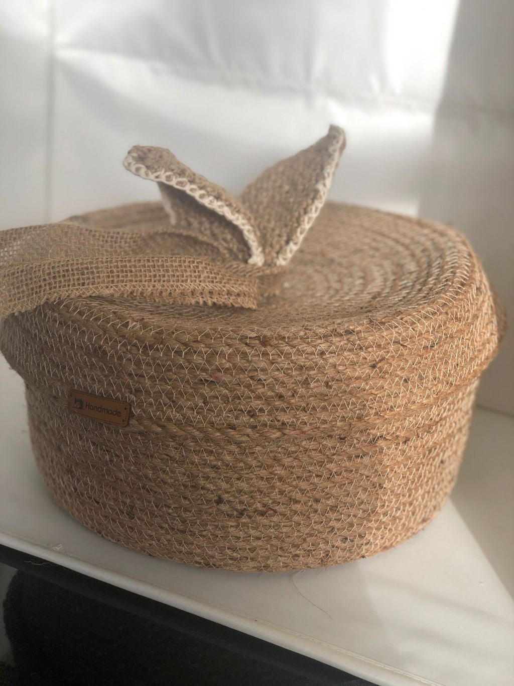Bridesmaids Gift Box; Baby Basket; Baby Gift Box; Handmade Jute Gift Basket with Cover, Decoration Object for Bedroom or Baby Room