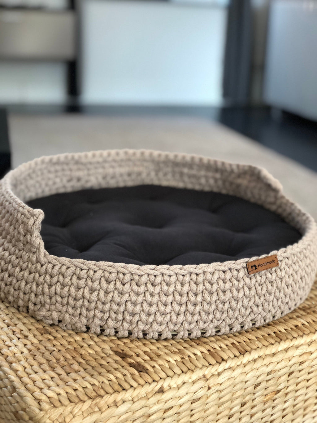 Cat and Dog Bed; Wood Base Cotton Side Cat Dog Basket; Pet basket; Handmade Environmental Friendly Cat & Dog Bed
