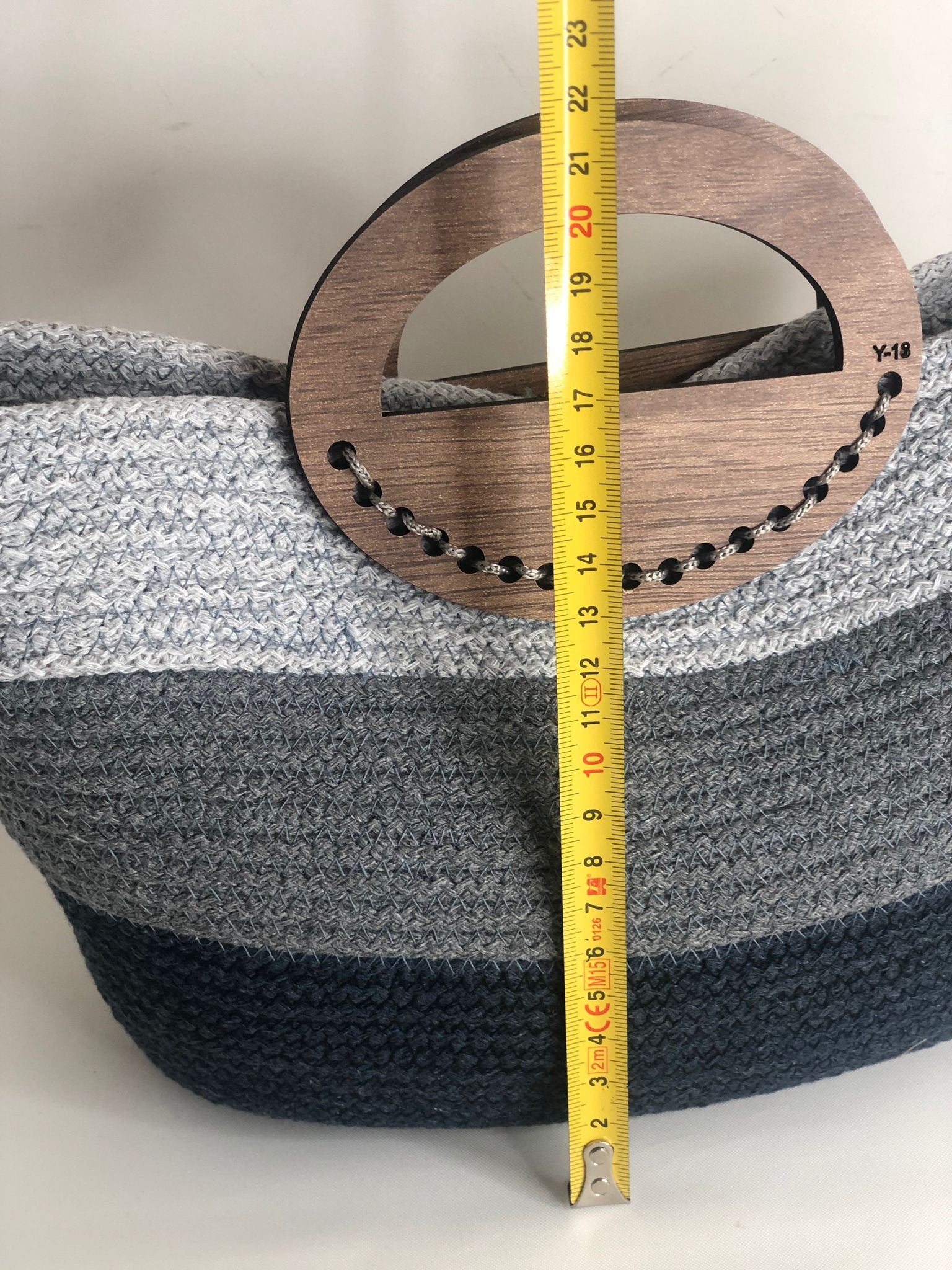 Cotton Rope Tote Bag with Wooden Handle; Multi Color Tote Bag; Wood Handle Purse, Summer Beach Bag; Handmade Handbag; Chic Travel Bag
