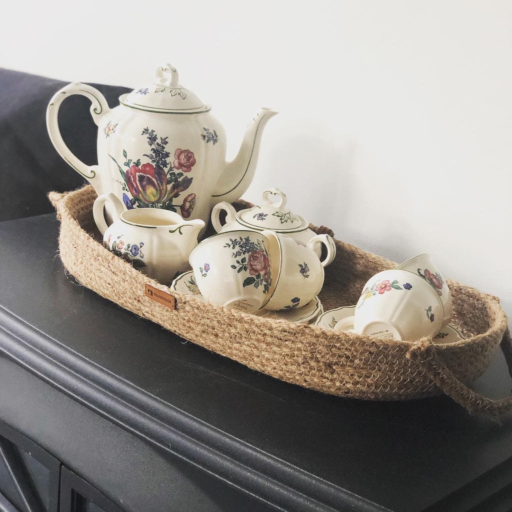 Decor Jute Tray Handmade for Living room, Office or Kitchen; Boho Tray; Coffee Table Tray; Decorative Tray; Trays for decor