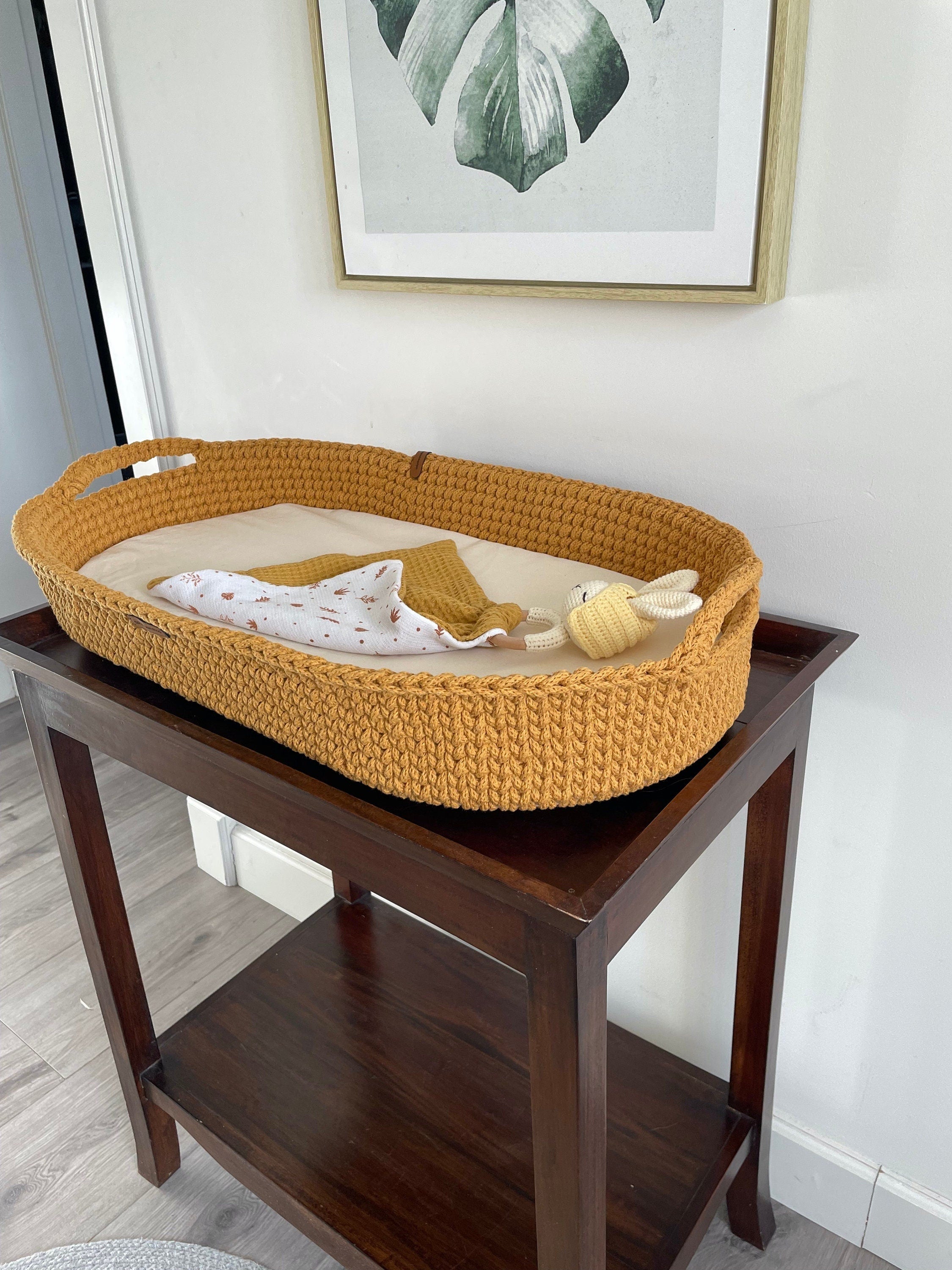 Exclusive Baby Changing Basket; Available in 45 Different Colour; Wood Bottom and Cotton Frame; Change Pad; Baby Basket; Baby Shower Gift