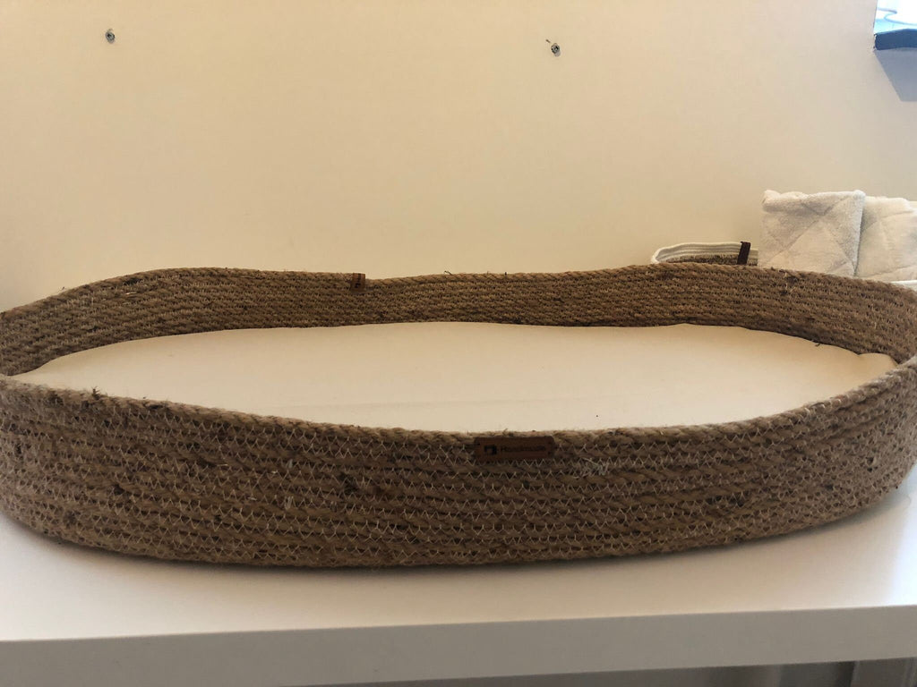 Fancy Changing Basket Handmade from Jute, Changing Pad, Optional Diaper Storage Boxes, Baby Nest