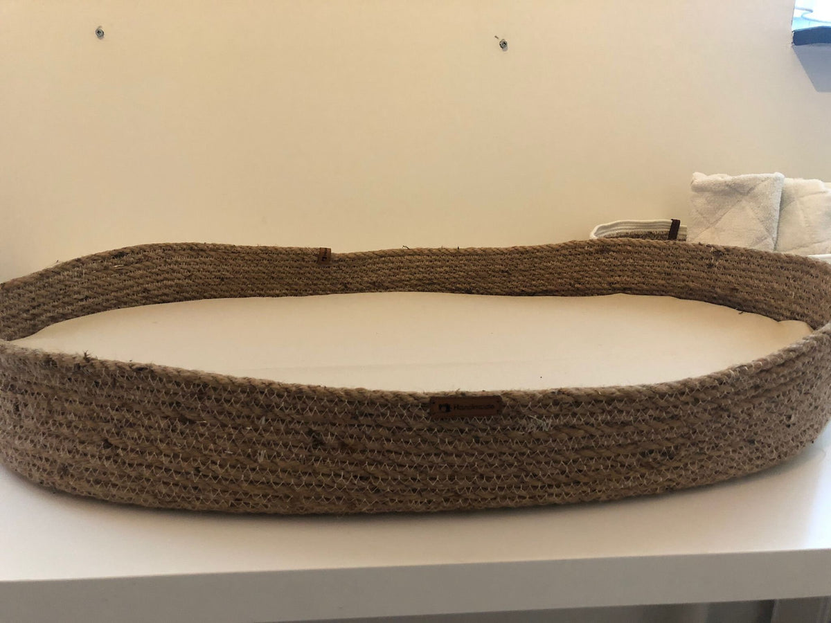 Fancy Changing Basket Handmade from Jute, Changing Pad, Optional Diaper Storage Boxes, Baby Nest