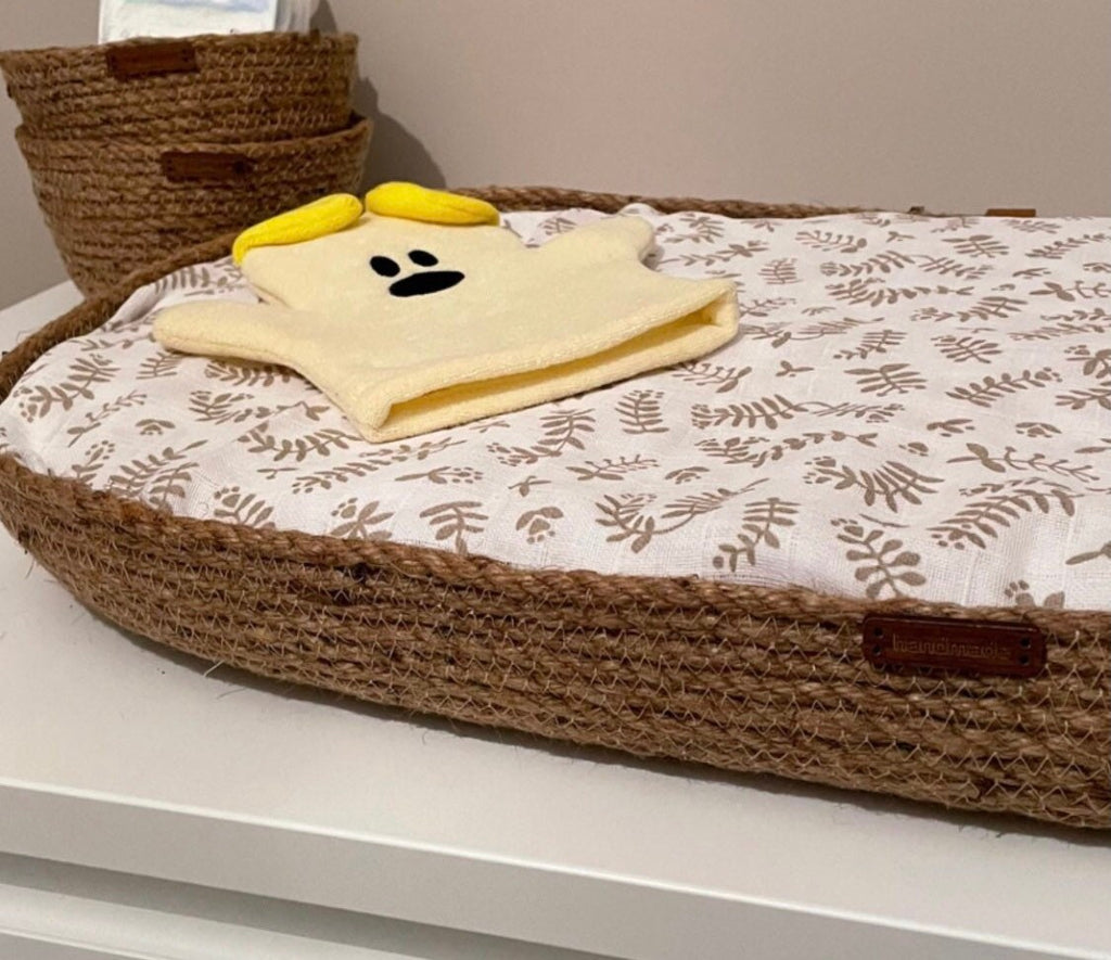 Fancy Changing Basket Handmade from Jute, Changing Pad, Optional Diaper Storage Boxes, Baby Nest