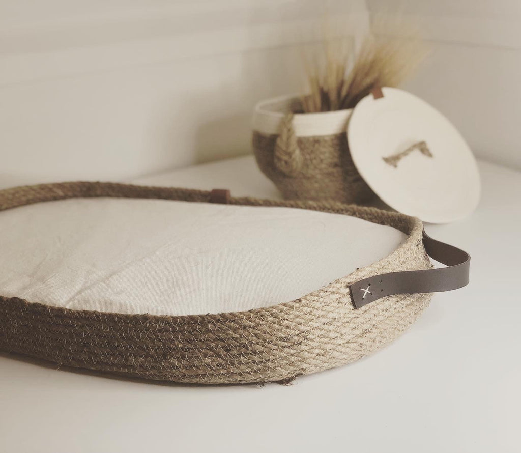 Fancy Changing Basket Handmade from Jute, Changing Pad, Optional Diaper Storage Boxes, Baby Nest