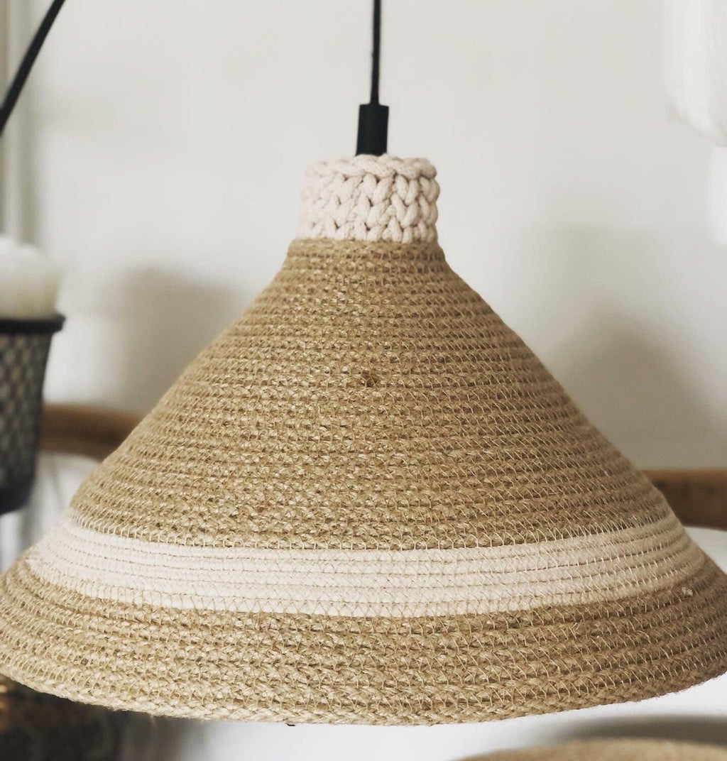 Handmade Design Pendant Lamp; Jute Cotton Lampshade; Housewarming Gift; Hand Woven Hanging Lamp; Bohemian Rustic Lighting; BOHO Lampshade