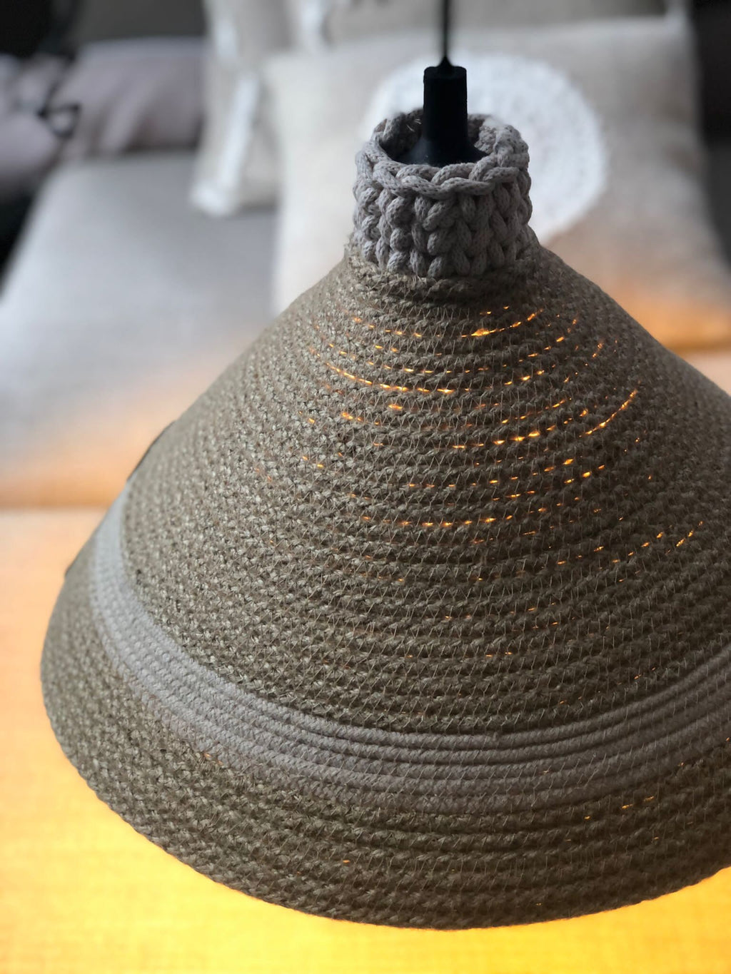 Handmade Design Pendant Lamp; Jute Cotton Lampshade; Housewarming Gift; Hand Woven Hanging Lamp; Bohemian Rustic Lighting; BOHO Lampshade