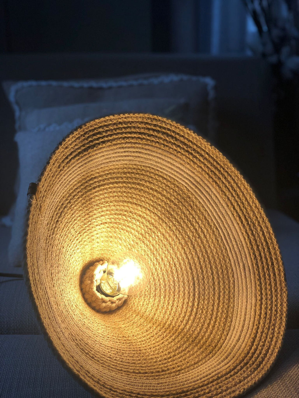 Handmade Design Pendant Lamp; Jute Cotton Lampshade; Housewarming Gift; Hand Woven Hanging Lamp; Bohemian Rustic Lighting; BOHO Lampshade