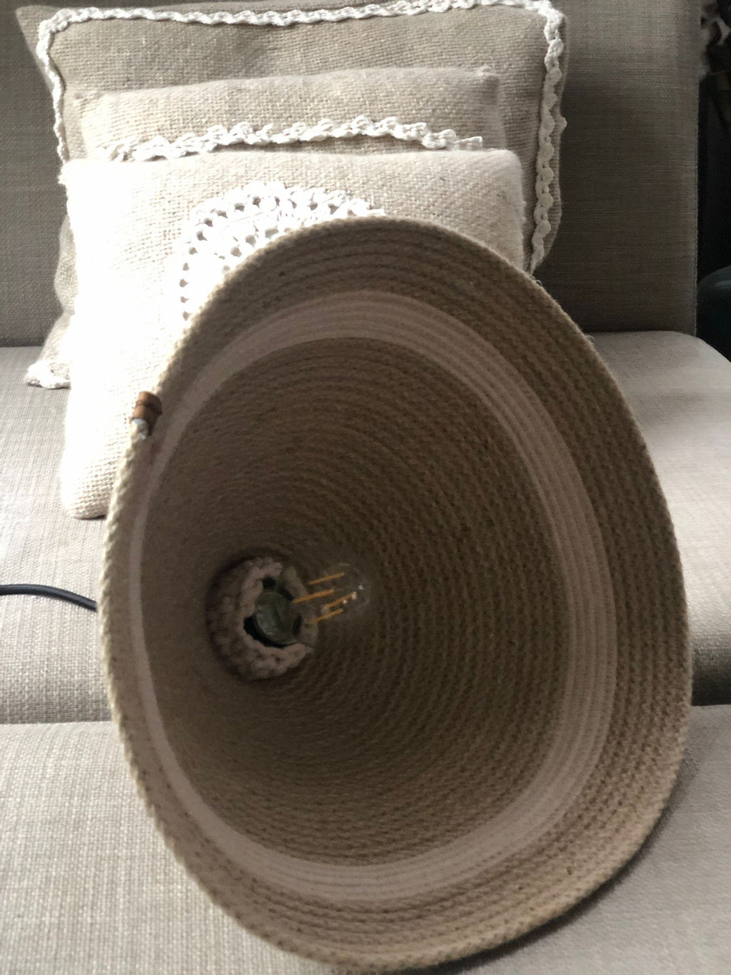 Handmade Design Pendant Lamp; Jute Cotton Lampshade; Housewarming Gift; Hand Woven Hanging Lamp; Bohemian Rustic Lighting; BOHO Lampshade