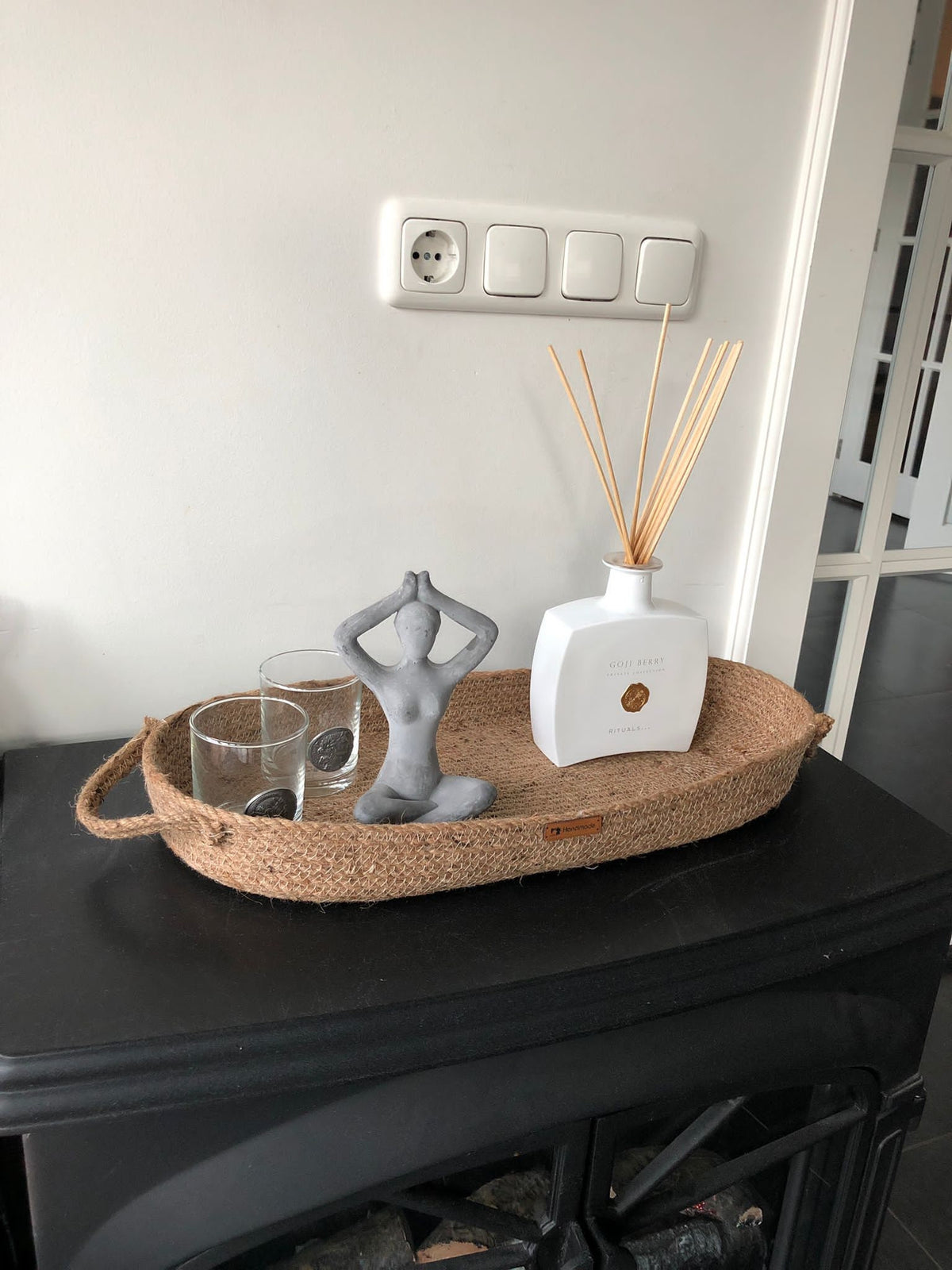 Handmade Jute Decoration Tray for Living room, Bathroom, Office or Kitchen; Boho Tray; Coffee Table Tray; Decorative Tray;Trays for decor
