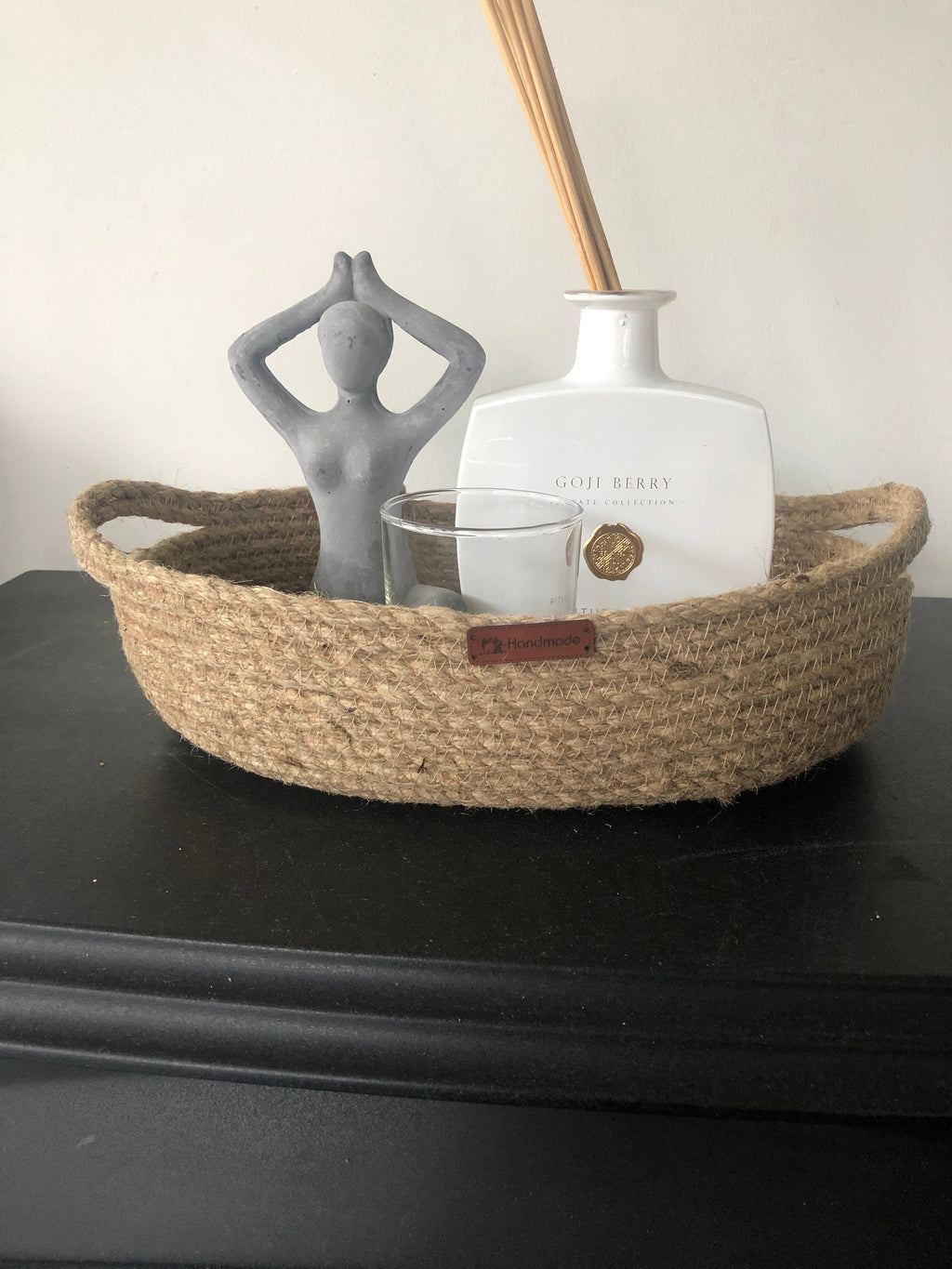 Handmade Jute Decoration Tray for Living room, Bathroom, Office or Kitchen; Multipurpose Boho Tray; Coffee Table Tray; Decorative Tray