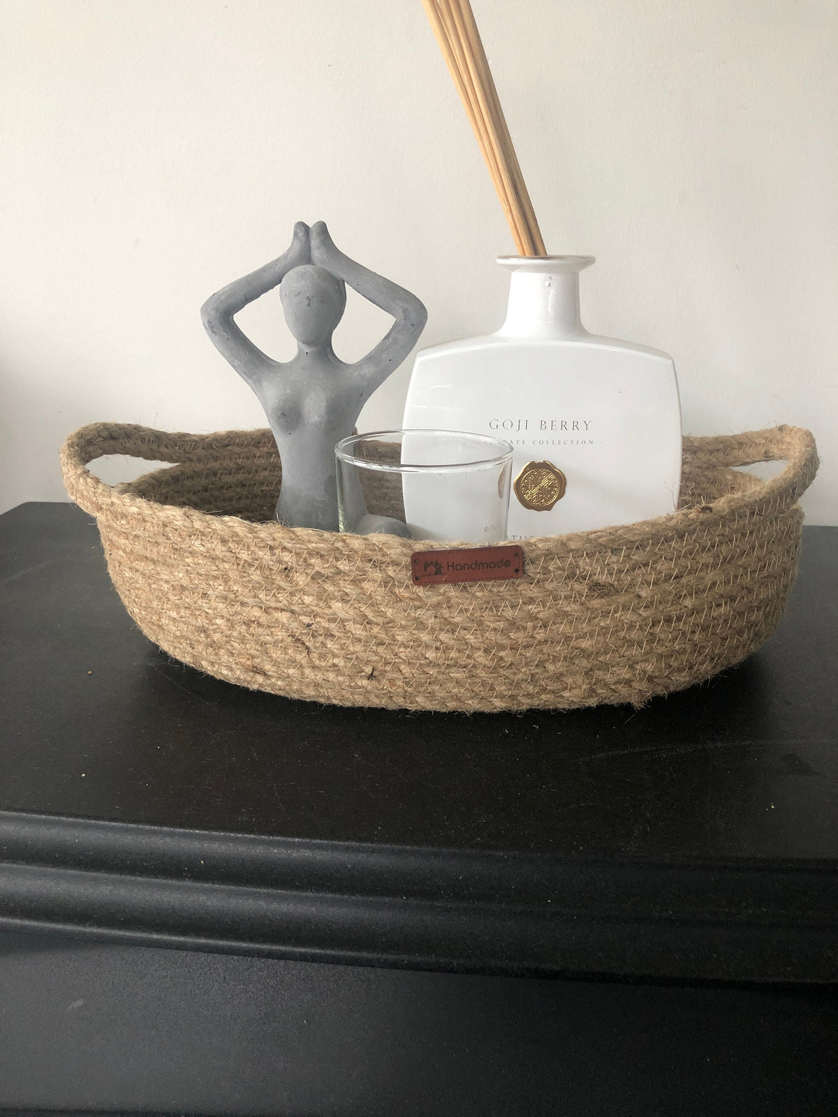 Handmade Jute Decoration Tray for Living room, Bathroom, Office or Kitchen; Multipurpose Boho Tray; Coffee Table Tray; Decorative Tray