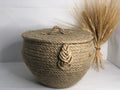 Handmade Jute Storage Basket; Kitchen Basket; Kitchen Storage; Decoration Object for Bedroom, Kitchen or Baby Room; Round Jute Giftbox