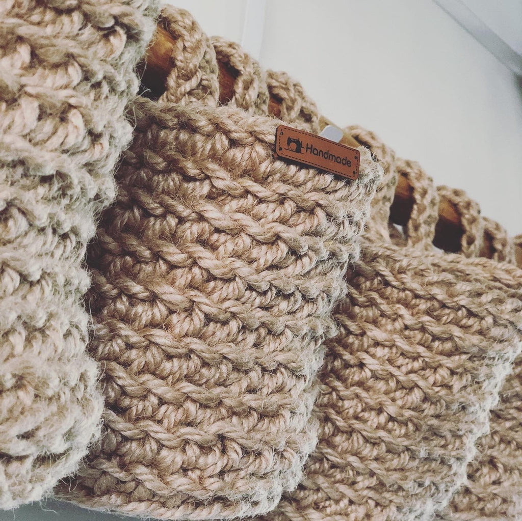 Hanging Basket Set of 2 pieces Made of Jute Rope; Baby Shower or Mother's Day Gift; Decoration Object for Bathroom and Kitchen