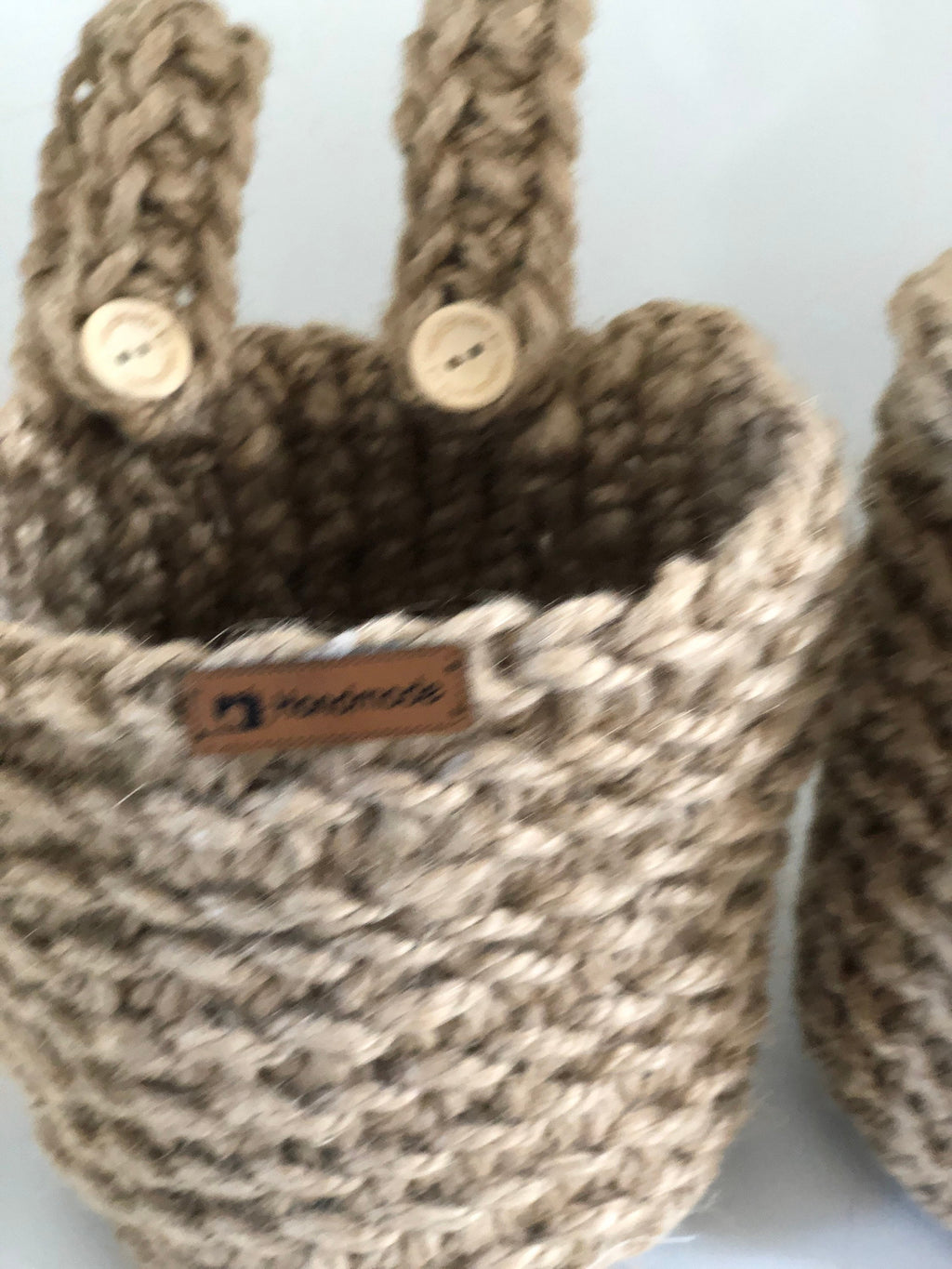 Hanging Basket Set of 2 pieces Made of Jute Rope; Baby Shower or Mother's Day Gift; Decoration Object for Bathroom and Kitchen