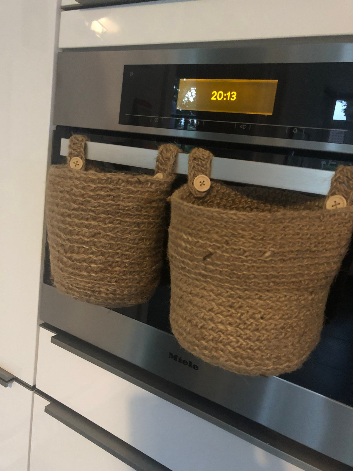 Hanging Storage Baskets; Two Identical Jute Kitchen Baskets; Vegetable Basket; Multi Purpose BOHO Basket