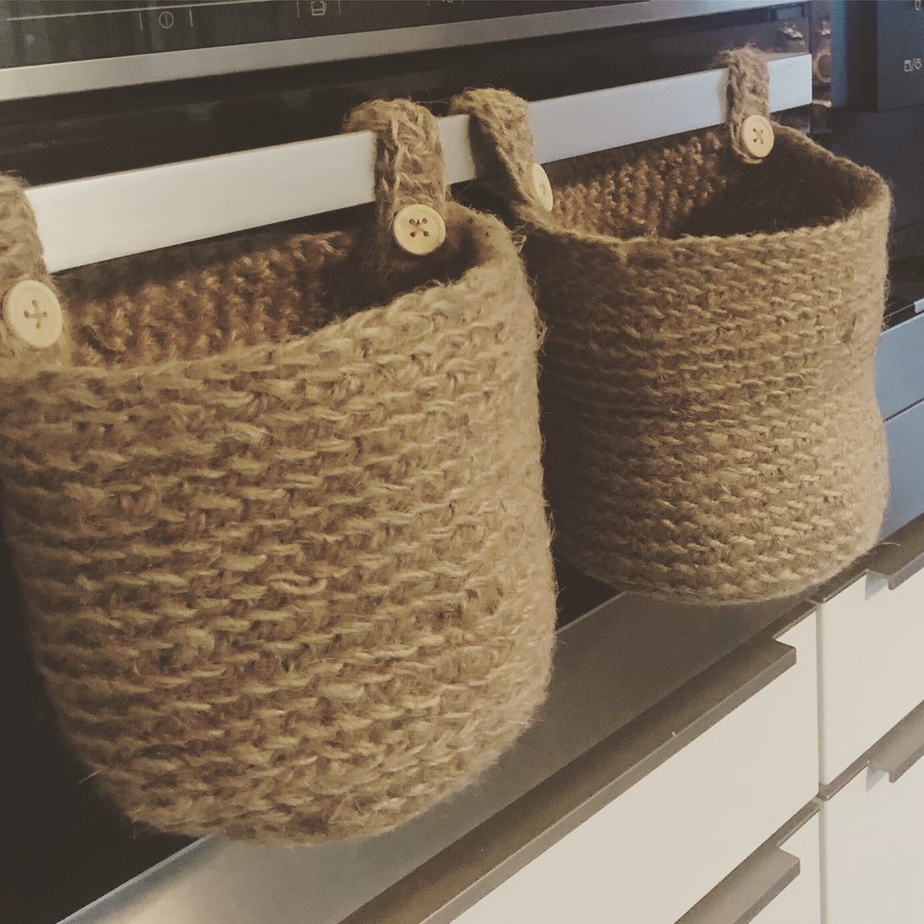 Hanging Storage Baskets; Two Identical Jute Kitchen Baskets; Vegetable Basket; Multi Purpose BOHO Basket