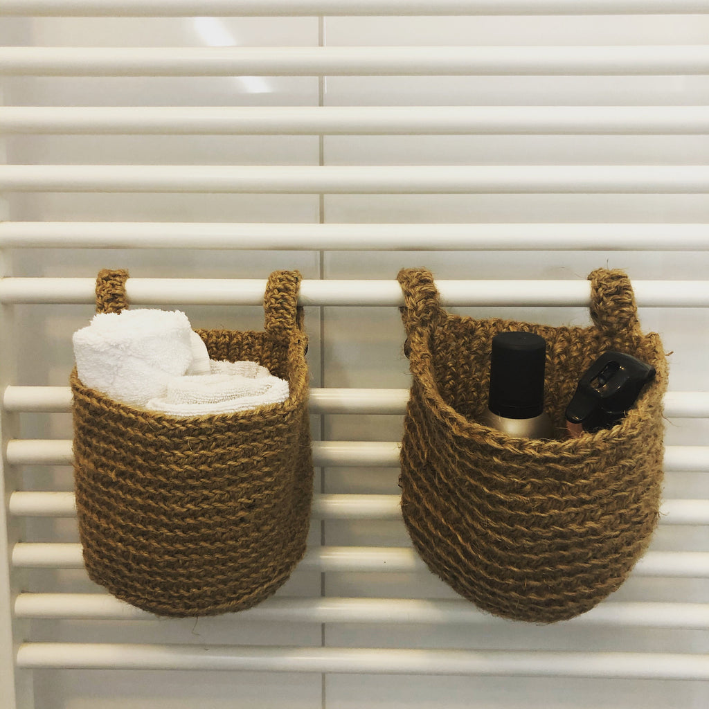 Hanging Storage Baskets; Two Identical Jute Kitchen Baskets; Vegetable Basket; Multi Purpose BOHO Basket