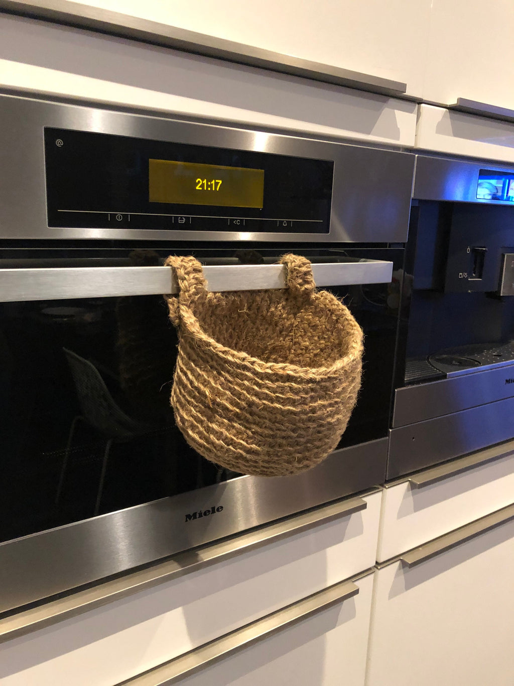 Hanging Storage Baskets; Two Identical Jute Kitchen Baskets; Vegetable Basket; Multi Purpose BOHO Basket