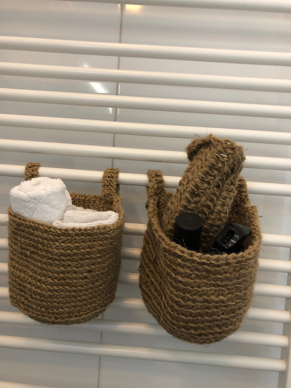 Hanging Storage Baskets; Two Identical Jute Kitchen Baskets; Vegetable Basket; Multi Purpose BOHO Basket
