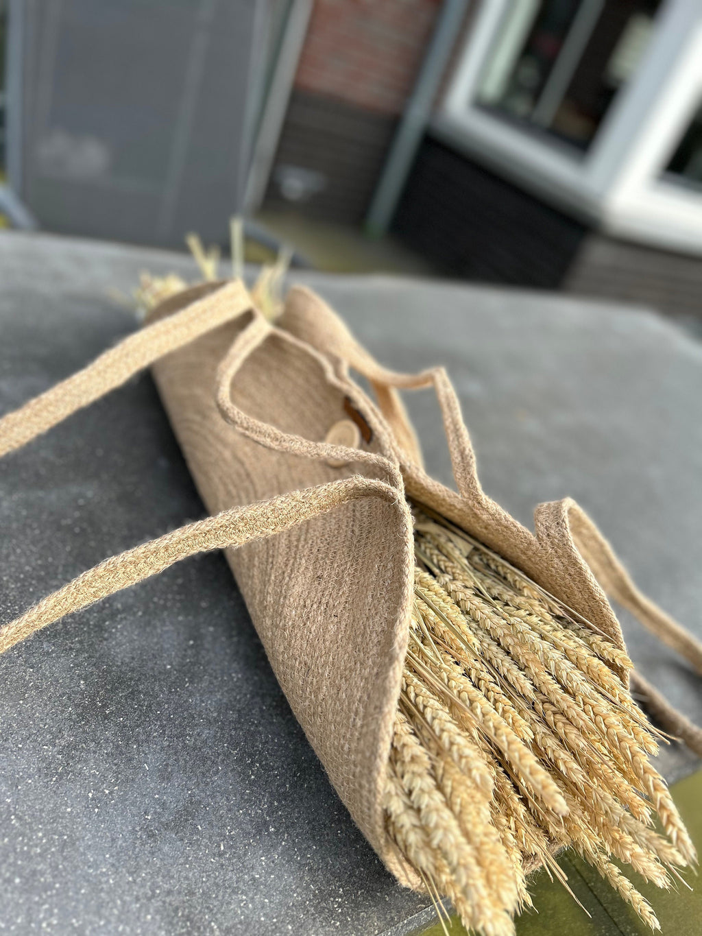 Jute Flower Bag, Mother's Day Gift, BOHO Housewarming Gift, Flower Carry Bag, Harvest Basket, Handmade Vegetable Basket, Country Bag