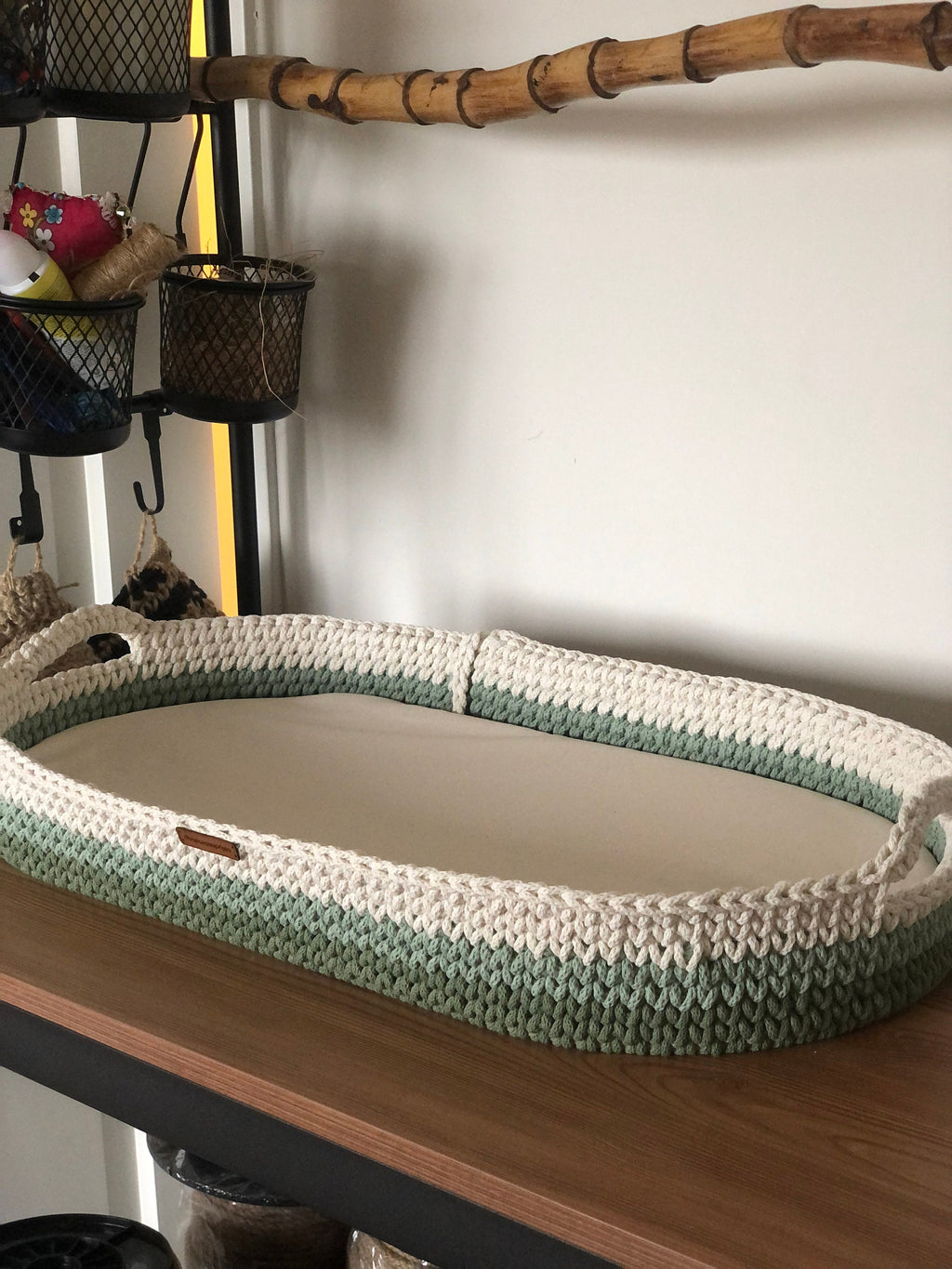 Multicolour Baby Change Basket; Available in 40 Colours; Wood Bottom and Cotton Framed